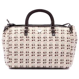 Prada Canvas Bow Cloquet Handle Tasche in Braun