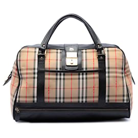 Sac de voyage en toile Burberry Haymarket Check beige