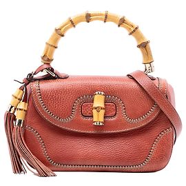 Borsa Gucci Medium New Bamboo in pelle rossa