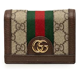 Kleiner Geldbeutel Gucci GG Supreme Web Ophidia beige
