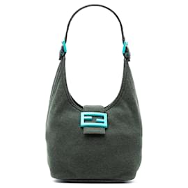 Borsa a tracolla in cotone verde Fendi