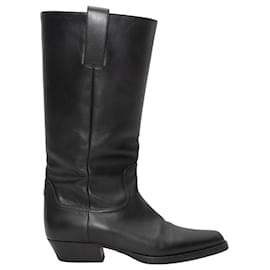 Schwarze Chanel Westernstiefel aus Leder kniehoch Größe 40.5