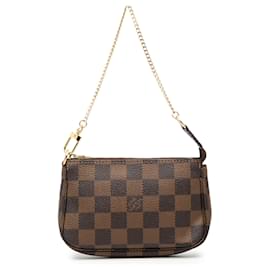 Borsa a mano Mini Pochette Accessoires Louis Vuitton Damier Ebene marrone