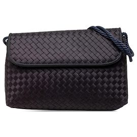 Bolso de hombro en satén Intrecciato morado Bottega Veneta