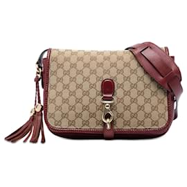 Borsa a tracolla Gucci GG Canvas Marrakech rossa