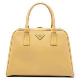 Borsa Prada Saffiano Lux Pyramid Frame gialla