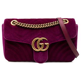 Borsa a tracolla Gucci Medium GG Marmont Matelasse in velluto viola