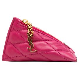 Portamonete Berlingo Charm in agnello trapuntato rosa Saint Laurent