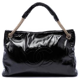 Tote Black Chanel Crinkled Patent Rodeo Drive