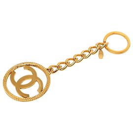 Gold Chanel CC Gold Plated Key Chain