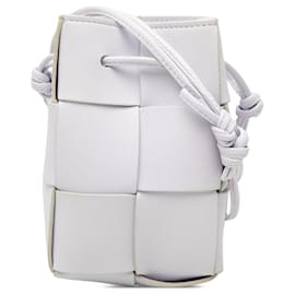 Borsa bucket Bottega Veneta Mini Nappa Maxi Intrecciato Cassette bianca