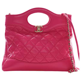 Chanel Large Quilted Glazed Calfskin 31 Shopping Bag Satchel Rosa aus gestepptem glänzendem Kalbsleder