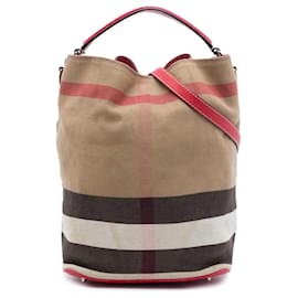 Borsa a secchiello e borsa a mano Burberry Medium Mega Check Canvas Ashby marrone