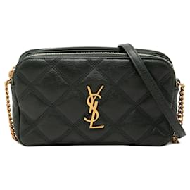 Mini borsa a tracolla Becky in agnello trapuntato nero Saint Laurent con doppia zip
