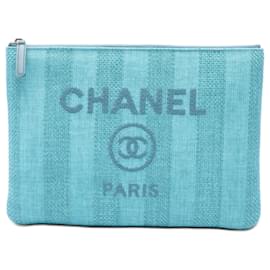 Blue Chanel Medium Tweed Deauville O Case Clutch
