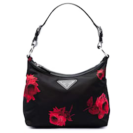 Borsa a tracolla Prada Tessuto Stampato Rose nera