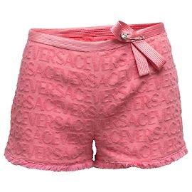 Designers Remix Rosa Dua Lip x Versace Terry-Stoff Logo Shorts Größe IT 40