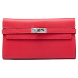 Red Hermès Epsom Mysore Kelly Longue Wallet Long Wallets