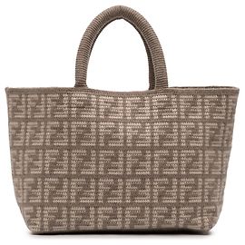 Borsa shopper grande Zucca in cashmere marrone Fendi