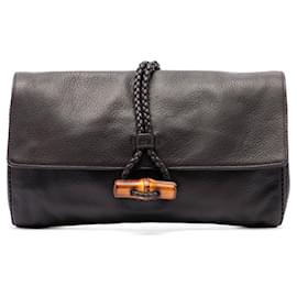 Clutch Hip de piel de becerro Bamboo marrón Gucci
