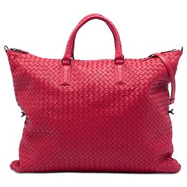 Borsa Tote da viaggio convertibile Maxi Nappa Intrecciato rossa Bottega Veneta