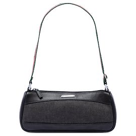 Bolsa de ombro em denim Gucci Web preta