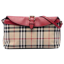Borsa a tracolla Leah in tela Burberry Haymarket Check rossa