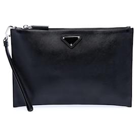 Black Prada Saffiano Wristlet Clutch