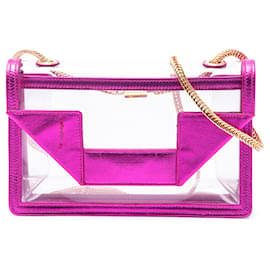 Saint Laurent Betty Crossbody aus weißem PVC mit metallischem Lederbesatz Small