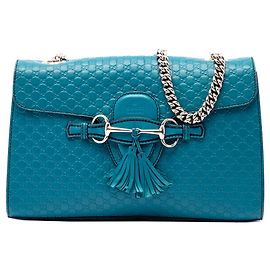 Borsa a tracolla Gucci Medium Microguccissima Emily blu