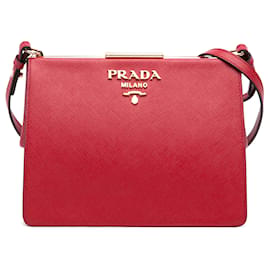 Borsa a tracolla Red Prada Saffiano e City Calf Light Frame