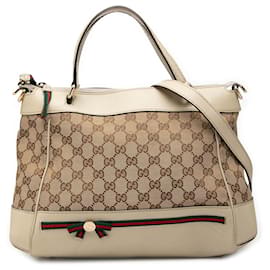 Gucci GG Canvas Web Mayfair Satchel Beige