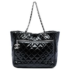 Tote Timeless Chic And Glitter Ligne Chanel CC trapuntato in vernice nero