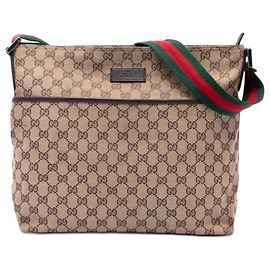 Borsa a tracolla Gucci GG Canvas Web beige