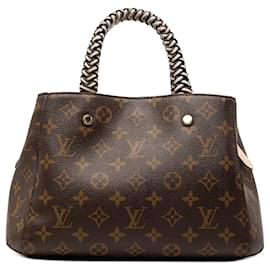 Borsa Louis Vuitton Monogram Montaigne BB con manico intrecciato marrone