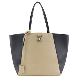Beige Louis Vuitton Bicolor Calfskin LockMe Cabas Tote Bag