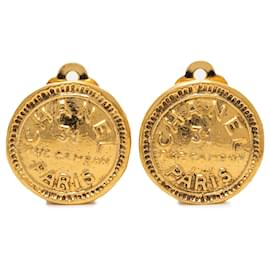 Chanel Gold Runde Clip-Ohrringe 31 Rue Cambon vergoldet