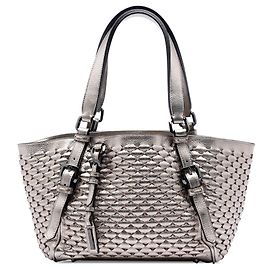 Tote de cuero trenzado metálico dorado Burberry