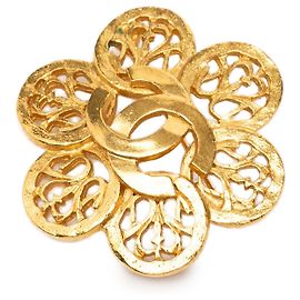 Spilla a Fiore Chanel CC Placcata Oro