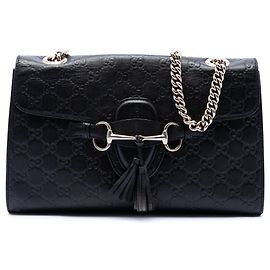 Bolsa de ombro Gucci Medium Guccissima Emily preta