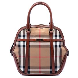 Borsa Burberry Medium House Check Canvas Bridle Orchard marrone