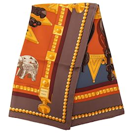 Sciarpa in seta Hermès Orange Cuillers d Afrique 90