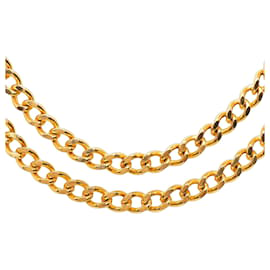 Collana a doppia fila di maglie placcata oro Chanel Gold