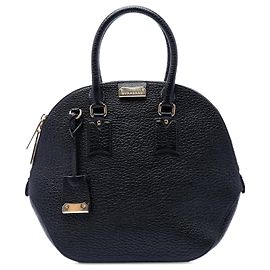 Burberry Heritage Orchard Bowling Bag aus großkörnigem Kalbsleder in Schwarz