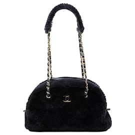 Borsa bowling Chanel Coco Neigh Large in shearling trapuntato blu