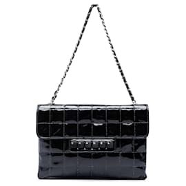 Borsa a tracolla Chanel Chocolate Bar Patent Digital Flap Nera