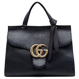 Borsa Gucci Small GG Marmont in pelle granulata nera