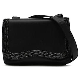 Mini borsa a tracolla Chanel Black Satin con perline