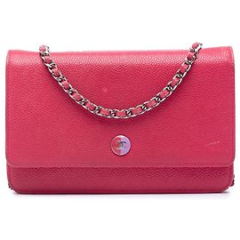 Borsa a tracolla Chanel Caviar Bicolor CC Wallet On Chain rosa