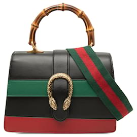 Borsa Dionysus in pelle Web e bambù nera di medie dimensioni Gucci